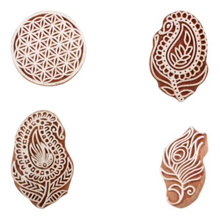 Set of 4 Piece New Mix Wooden Printing Block